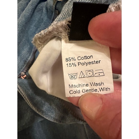 Shein Women's High Rise Cotton Elastic Waist Distressed Denim Jeans Size XS Blue - Picture 9 of 9